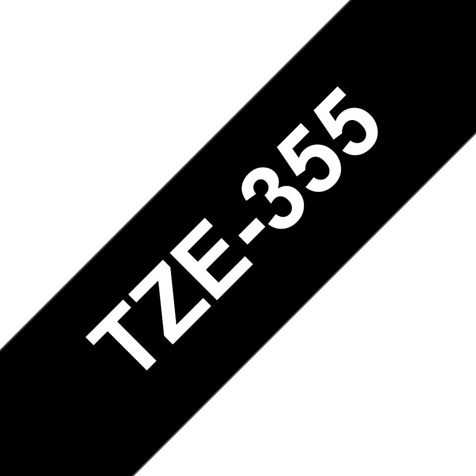 Brother TZE-355 etikett-tejp Vit på svart