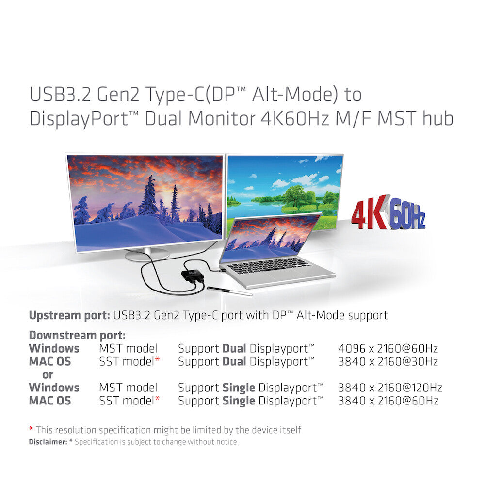 CLUB3D CSV-1555 videokabeladapter 1,5 m USB Type-C 2 x DisplayPort Svart