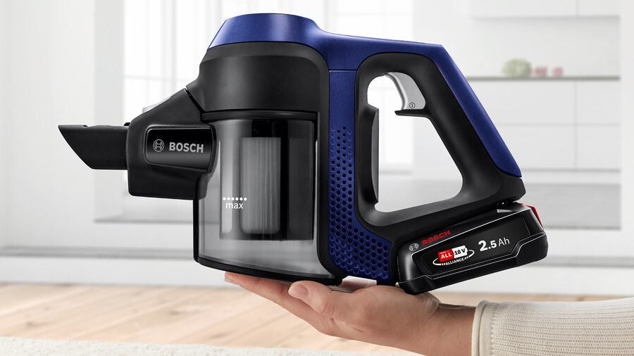 Bosch Serie 6 BBS611MAT upprättstående dammsugare och elektrisk sopborste 2-in-1 stick vacuum Batteri Torr Utan påse 0,3 l Blå 2,5 Ah