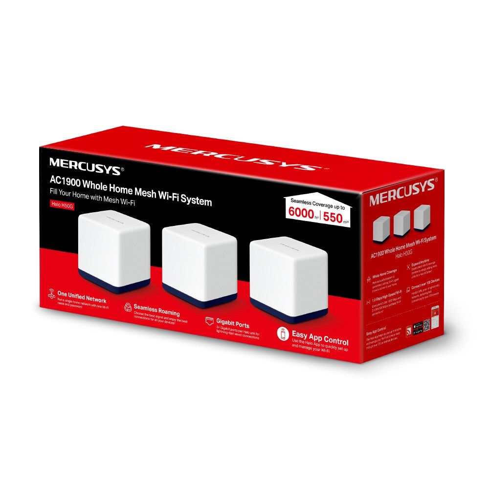 Mercusys Halo H50G (3-pack) Dual-band (2,4 GHz / 5 GHz) Wi-Fi 5 (802.11ac) Vit Intern