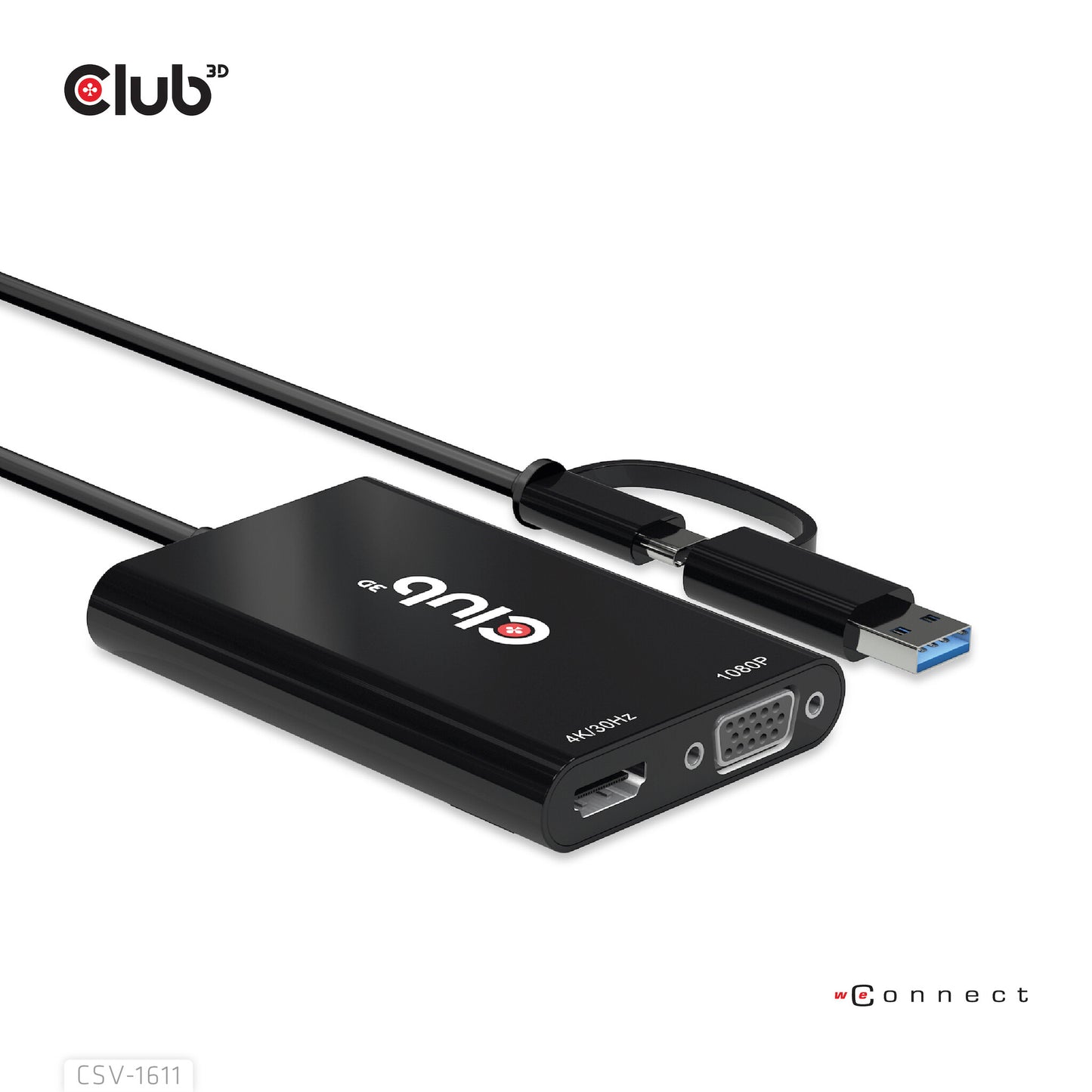 CLUB3D CSV-1611 USB-grafikadapter 3840 x 2160 pixlar Svart