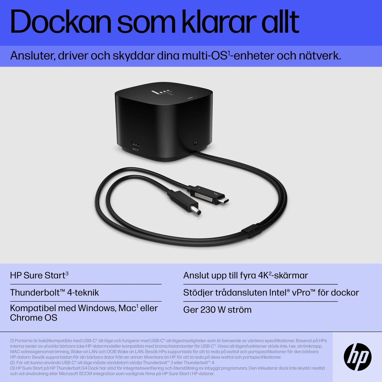 HP Thunderbolt-docka 280 W G4 med kombikabel