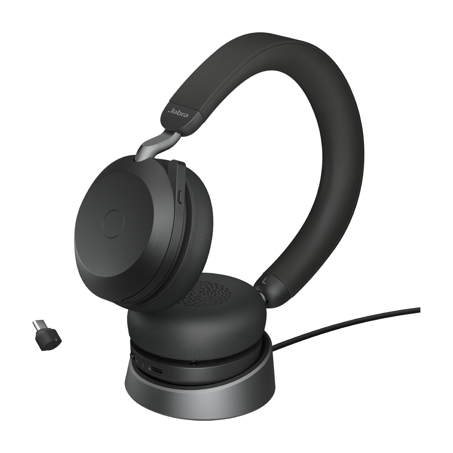 Jabra 27599-989-889 hörlur och headset Kabel & Trådlös Huvudband Samtal/musik USB Type-C Bluetooth Laddningsställ Svart