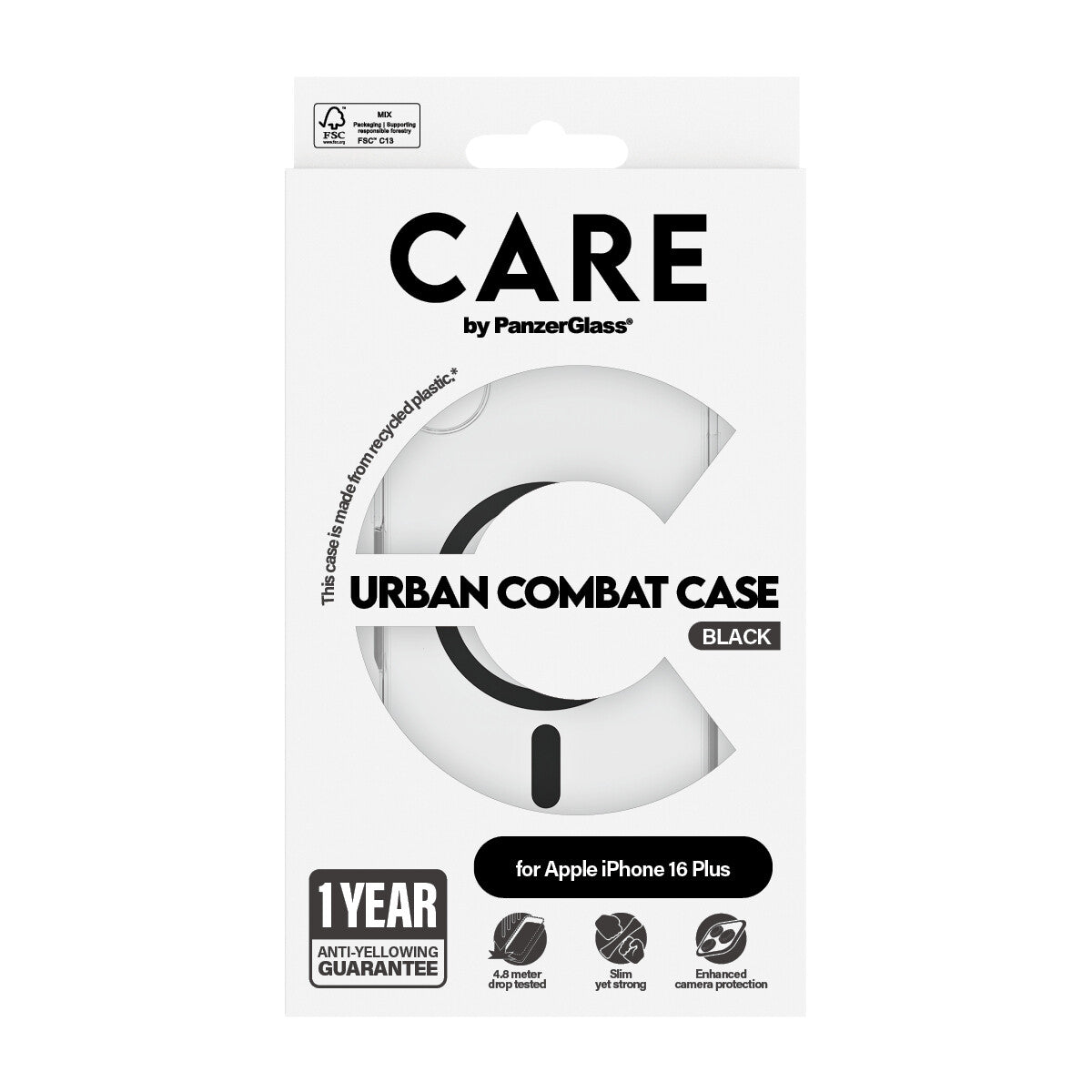 PanzerGlass CARE by PG BLK MagSafe iPhone16 6.7 mobiltelefonfodral Omslag Transparent