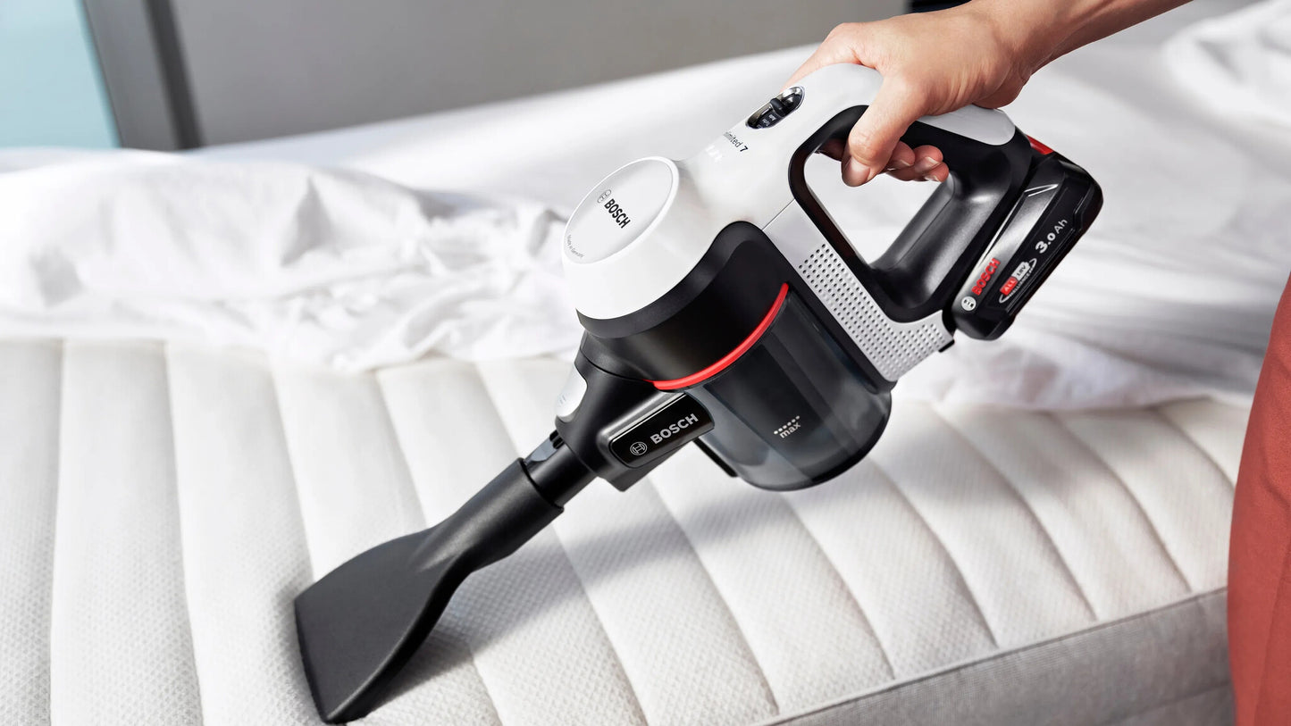Bosch BCS711XXL upprättstående dammsugare och elektrisk sopborste Skaftdammsugare Batteri Torr Utan påse 0,3 l Vit 3 Ah