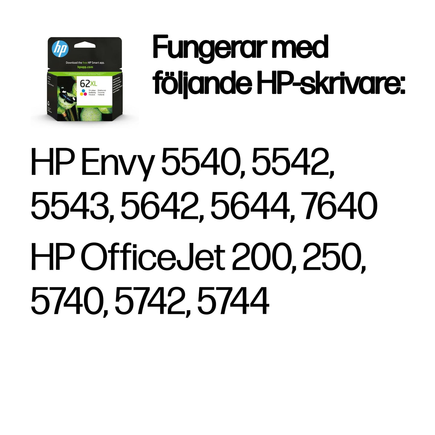 HP 62XL trefärgs original bläckpatron med hög kapacitet