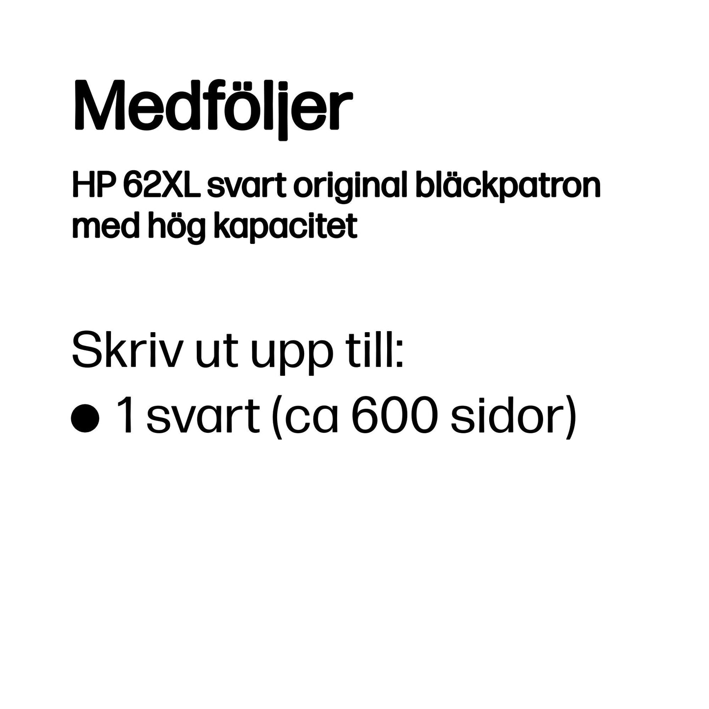 HP 62XL svart original bläckpatron med hög kapacitet