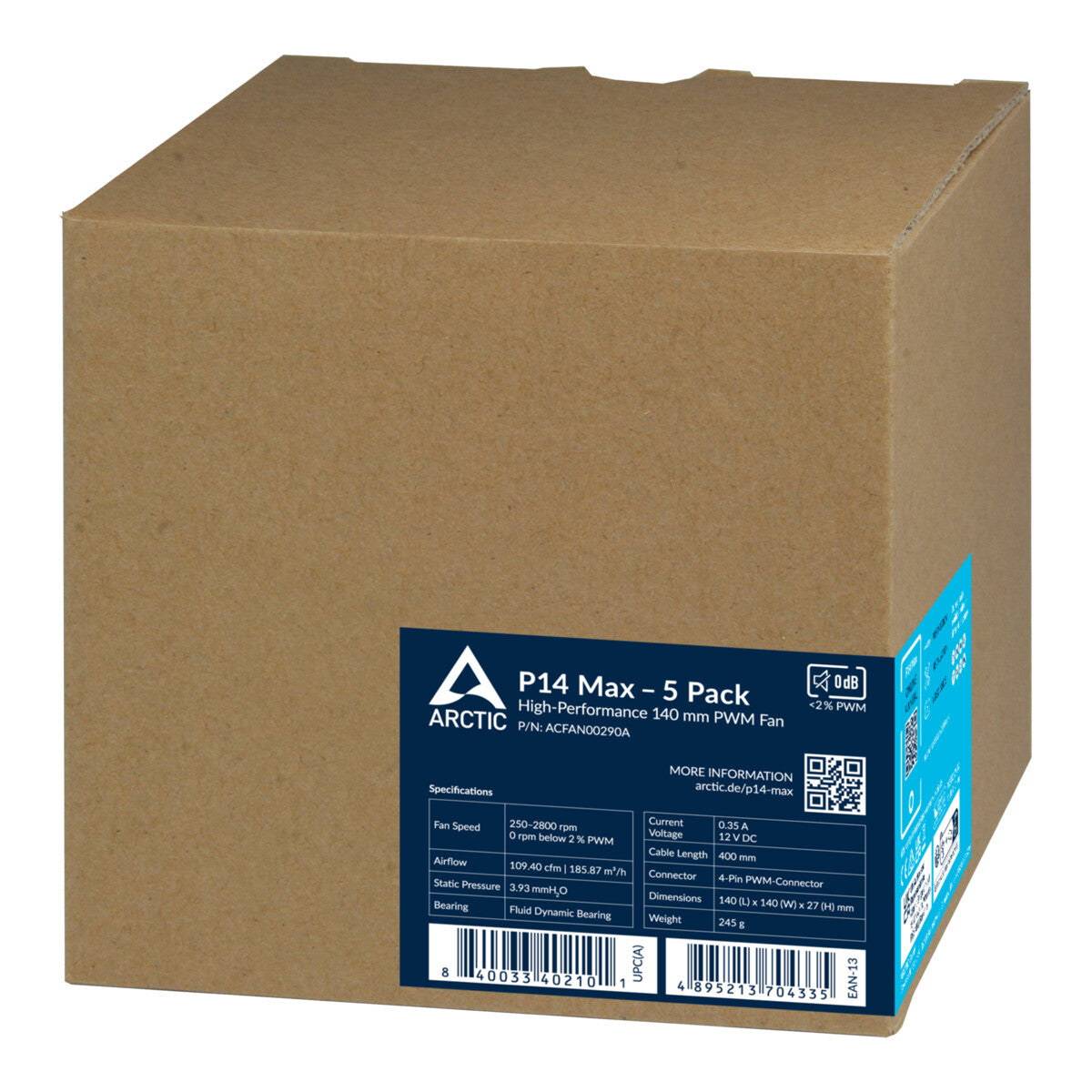 ARCTIC P14 Max Datorväska Fan 14 cm Svart
