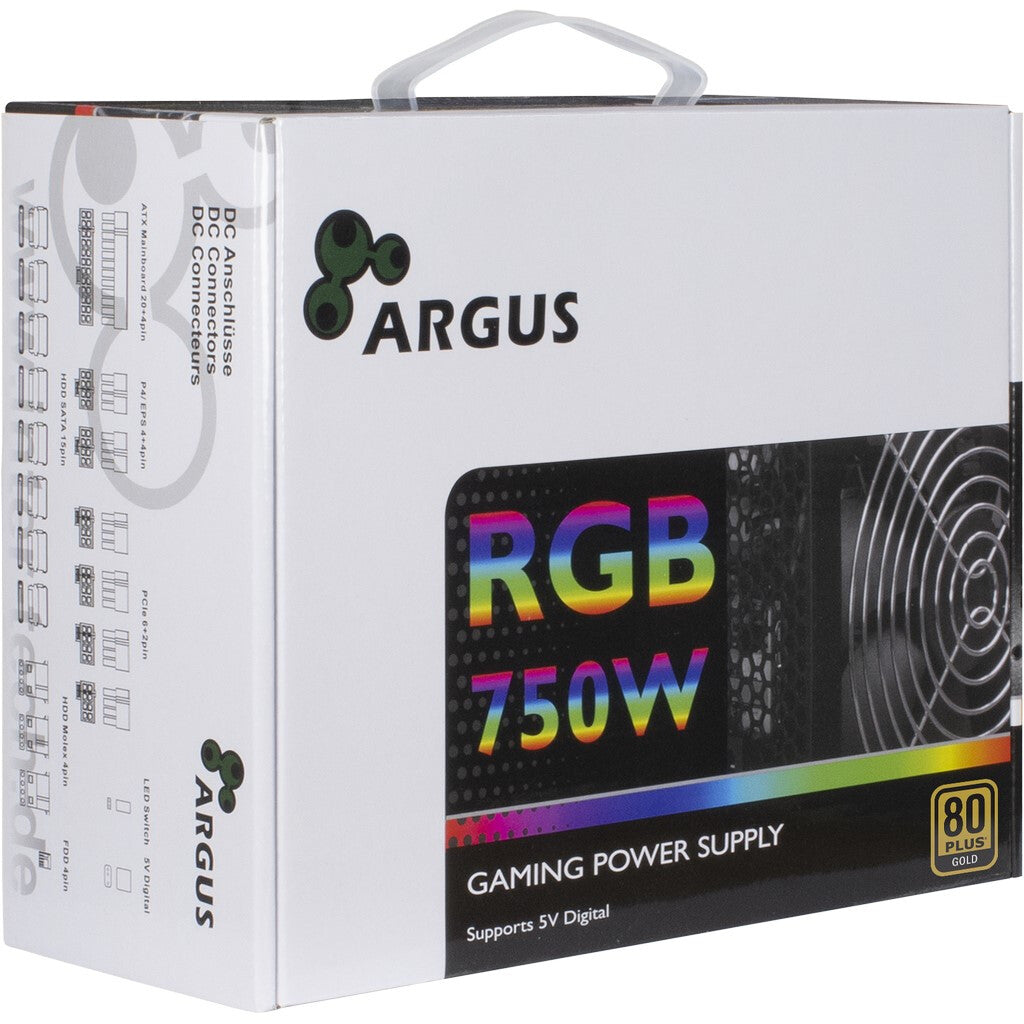 Inter-Tech Argus RGB-750W CM II strömförsörjningsenheter 20+4 pin ATX ATX Svart