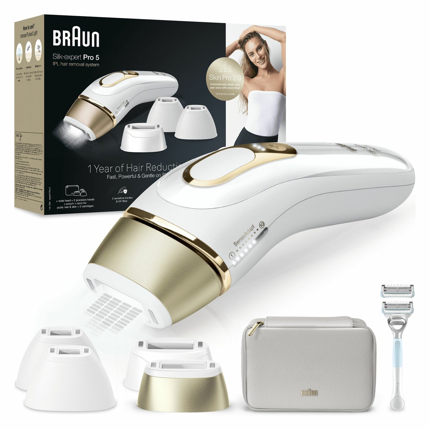 Braun Silk-expert Pro PL5356 Intensivt pulserat ljus (IPL) Guld, Vit