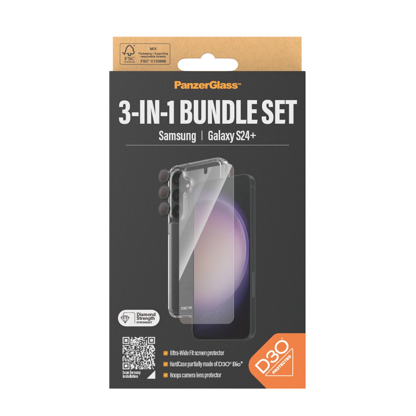 PanzerGlass 3-in-1 Bundle Glas, Case, Cam Genomskinligt skärmskydd Samsung 1 styck