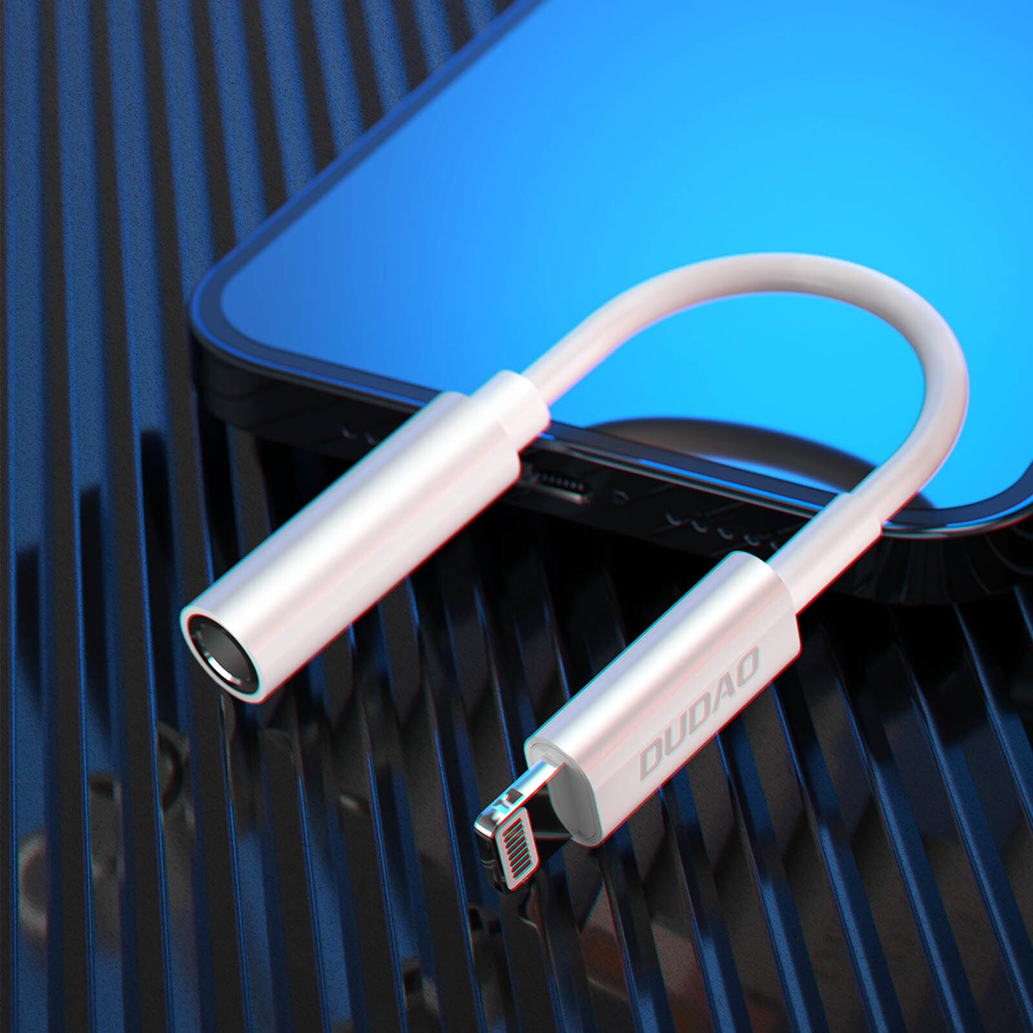 DUDAO Adapter USB Lightning - Jack 3.5mm Bialy _20200226113316 0,1 m Vit