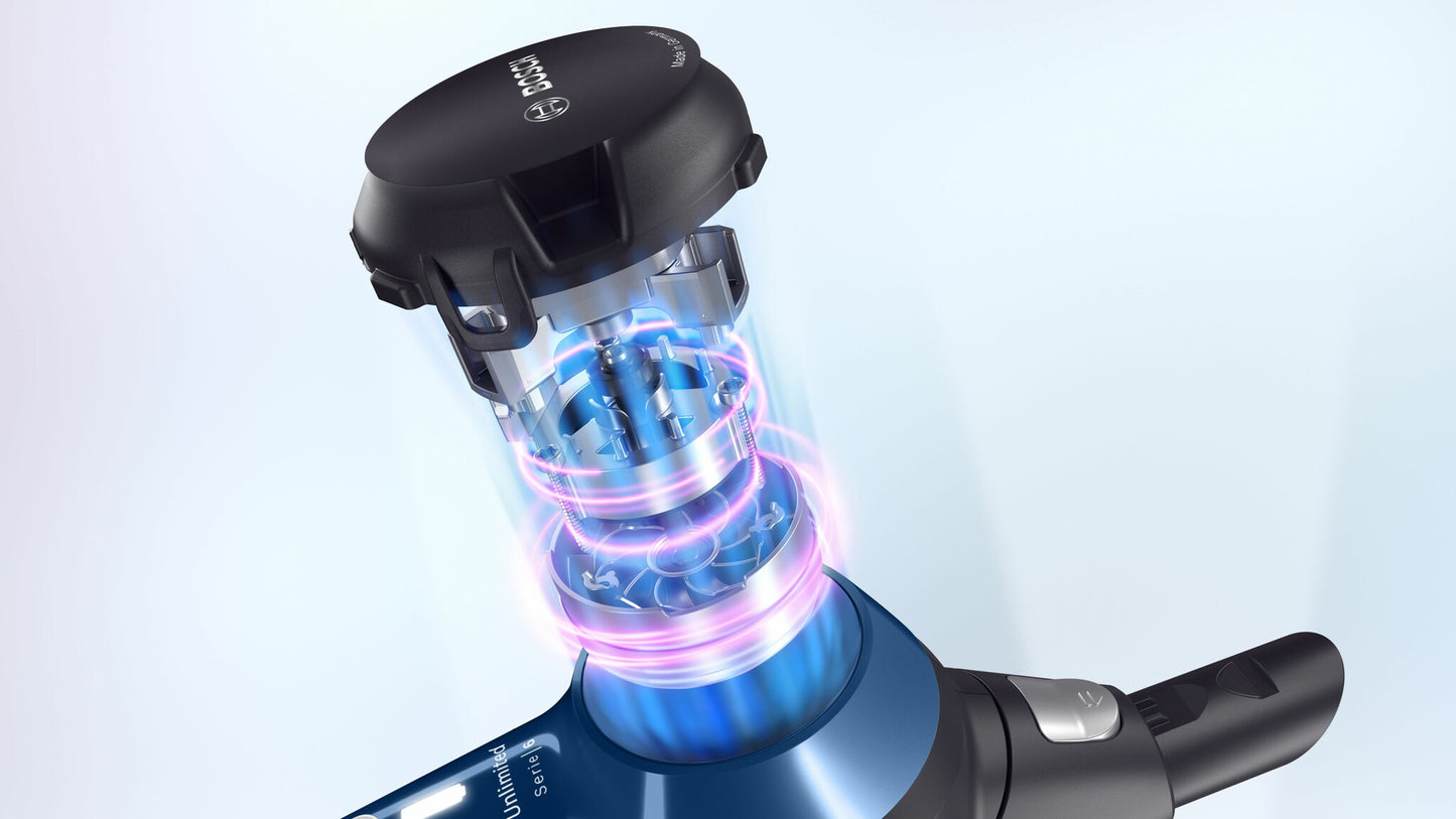 Bosch Serie 6 BBS611MAT upprättstående dammsugare och elektrisk sopborste 2-in-1 stick vacuum Batteri Torr Utan påse 0,3 l Blå 2,5 Ah