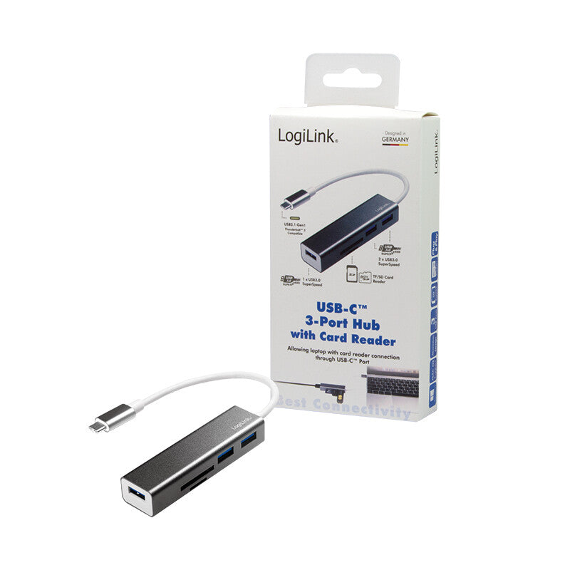 LogiLink UA0305 dockningsstationer för bärbara datorer USB 3.2 Gen 1 (3.1 Gen 1) Type-C Gjuten aluminium