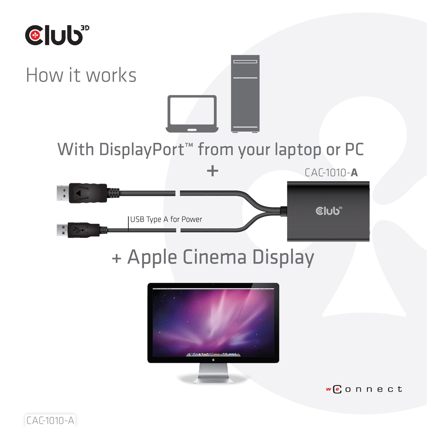 CLUB3D CAC-1010-A videokabeladapter 0,6 m DisplayPort DVI-D + USB
