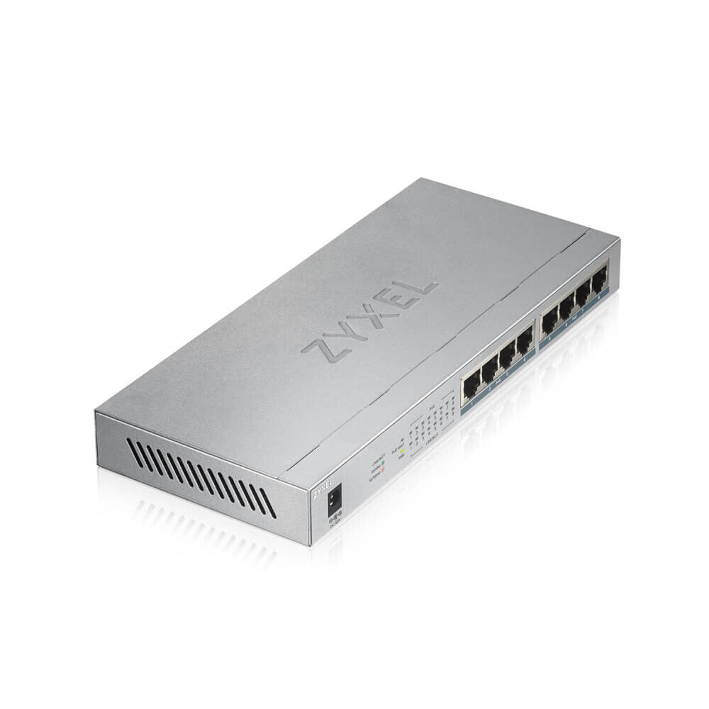 Zyxel GS1008HP Ohanterad Gigabit Ethernet (10/100/1000) Strömförsörjning via Ethernet (PoE) stöd Grå