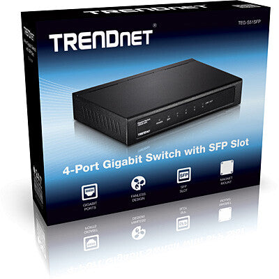 Trendnet TEG-S51SFP nätverksswitchar Ohanterad Gigabit Ethernet (10/100/1000) Svart