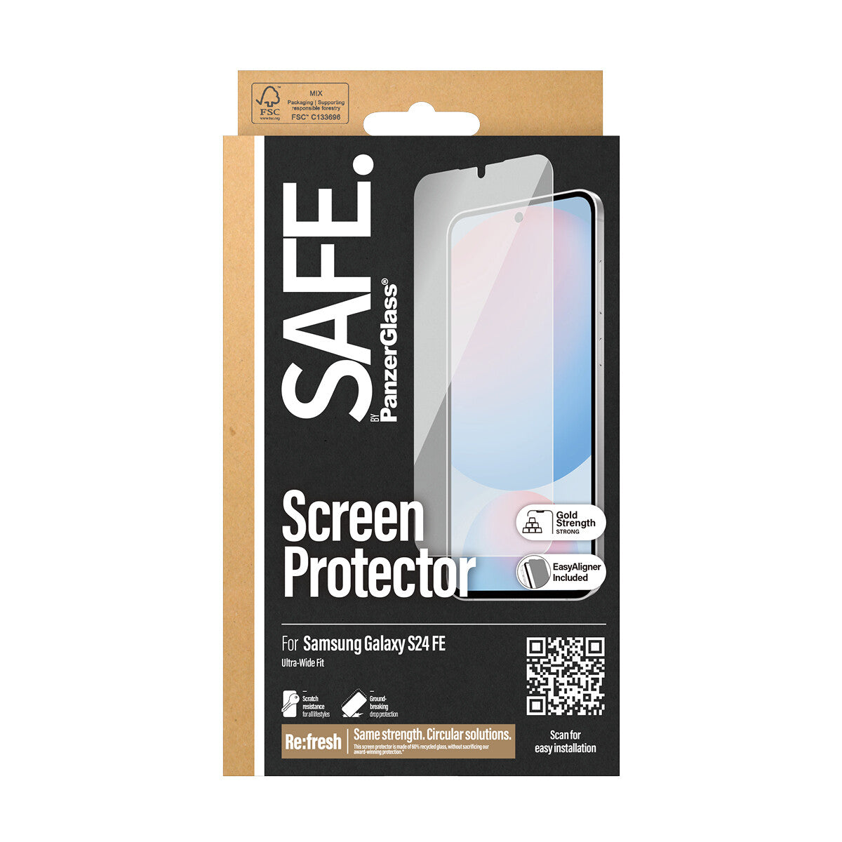 PanzerGlass SAFE by Screen Protector Samsung Galaxy new S23 FE Ultra-Wide Fit w Genomskinligt skärmskydd 1 styck