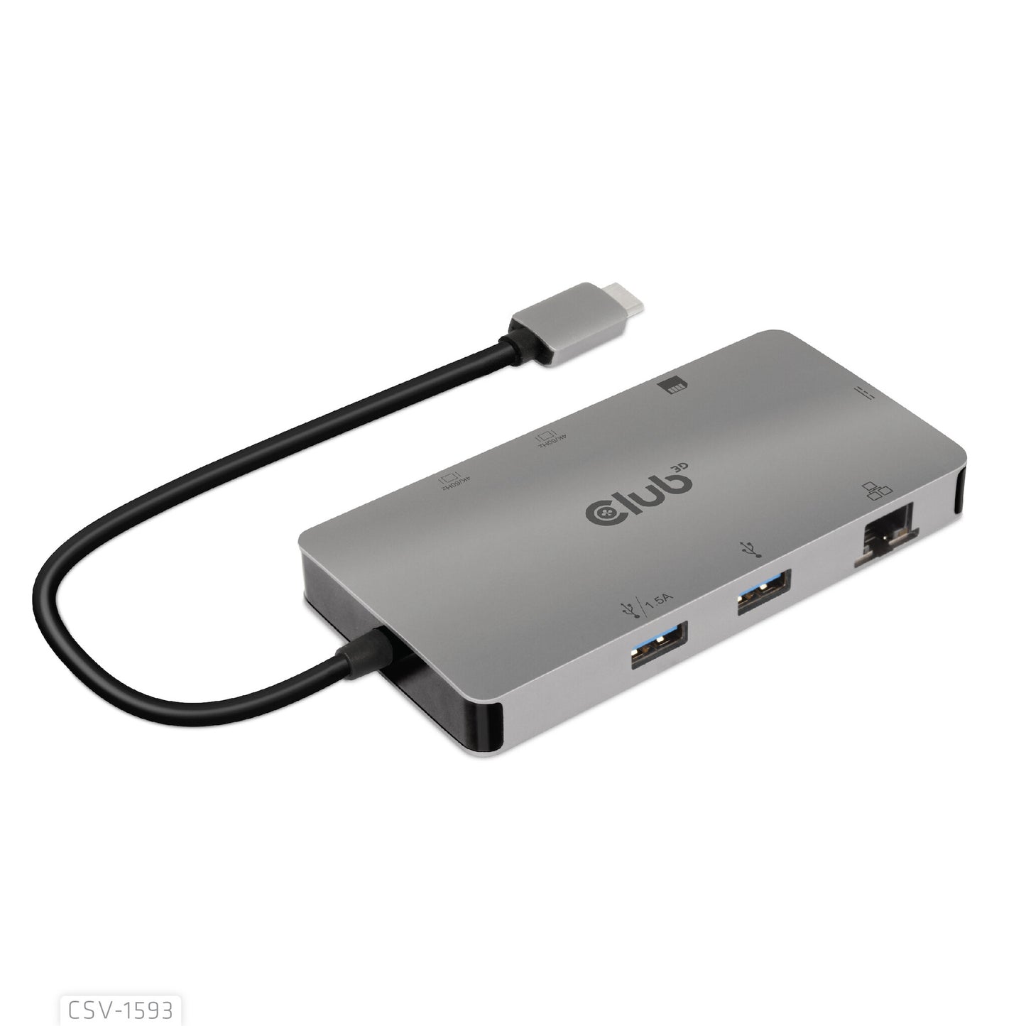 CLUB3D CSV-1593 gränssnittshubbar USB 3.2 Gen 1 (3.1 Gen 1) Type-C 16200 Mbit/s Metallisk
