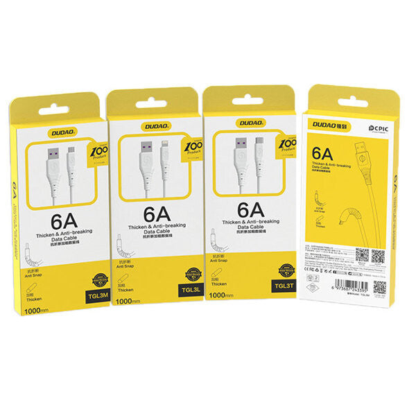 DUDAO cable USB - micro 6A 1 m white TGL3M - Kabel - Digital/Daten USB-kablar USB A Micro-USB A Vit