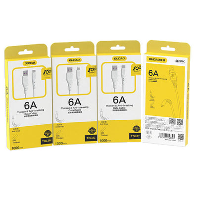 DUDAO cable USB - micro 6A 1 m white TGL3M - Kabel - Digital/Daten USB-kablar USB A Micro-USB A Vit