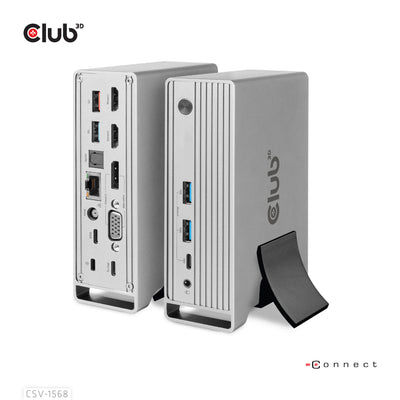 CLUB3D CSV-1568 dockningsstationer för bärbara datorer Dockning USB 3.2 Gen 2 (3.1 Gen 2) Type-C Metallisk