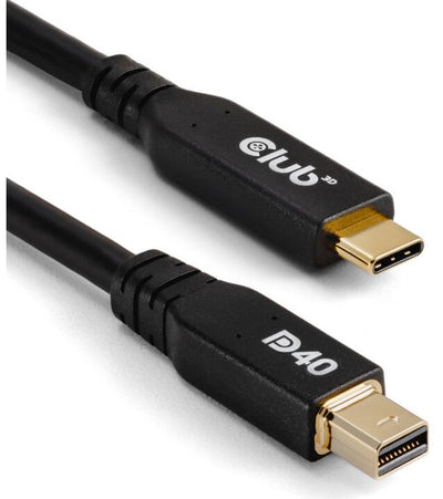 CLUB3D CAC-1561 DisplayPort-kabel 2 m Mini DisplayPort USB Type-C Svart