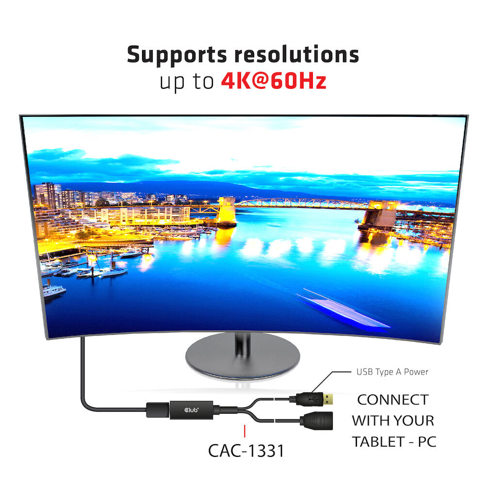 CLUB3D HDMI 2.0 TO DISPLAYPORT 1.2 4K60HZ HDR M/F ACTIVE ADAPTER Svart