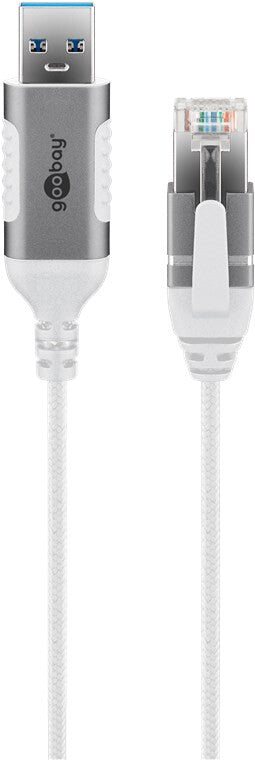 Goobay 74382 kabelomvandlare (hane/hona) USB 3.0 type A RJ45 Vit