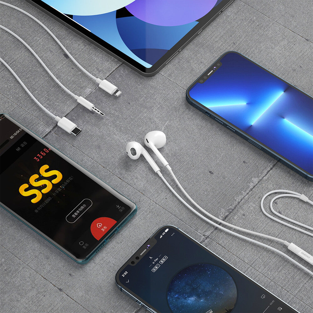 DUDAO Sluchawki X14PROT Hörlurar Kabel I öra Musik/vardag USB Type-C Vit