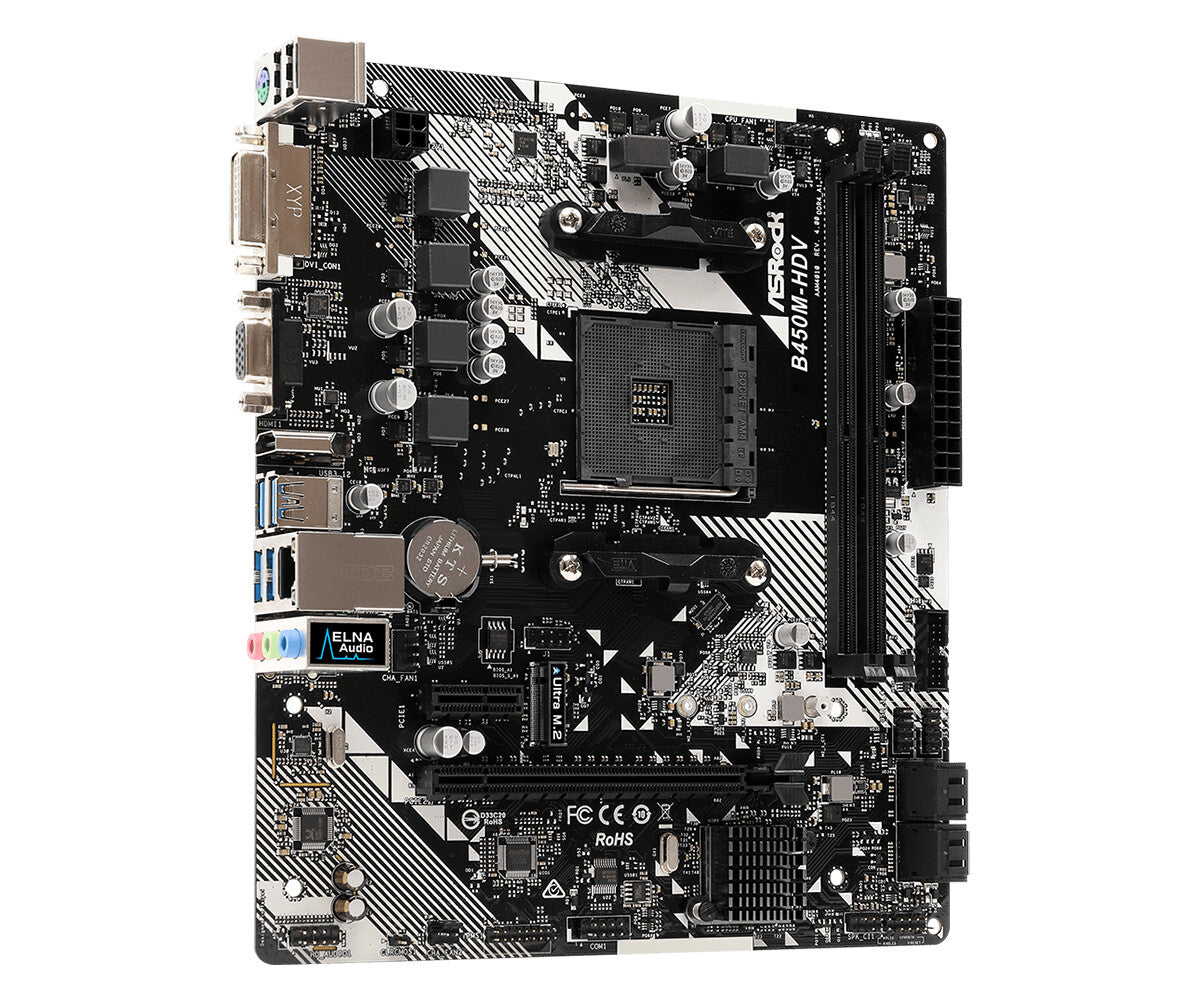 Asrock B450M-HDV R4.0 AMD B450 Uttag AM4 micro ATX