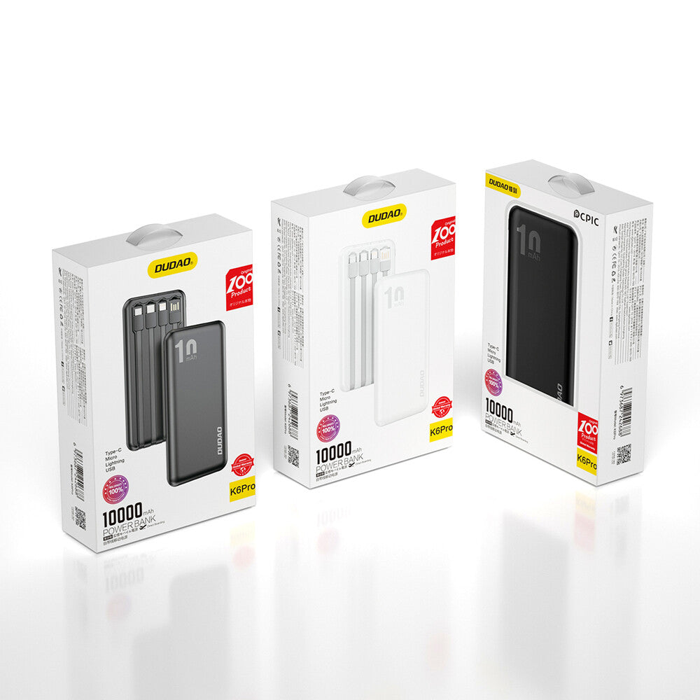 DUDAO K6Pro Powerbank 10000mAh Black Svart