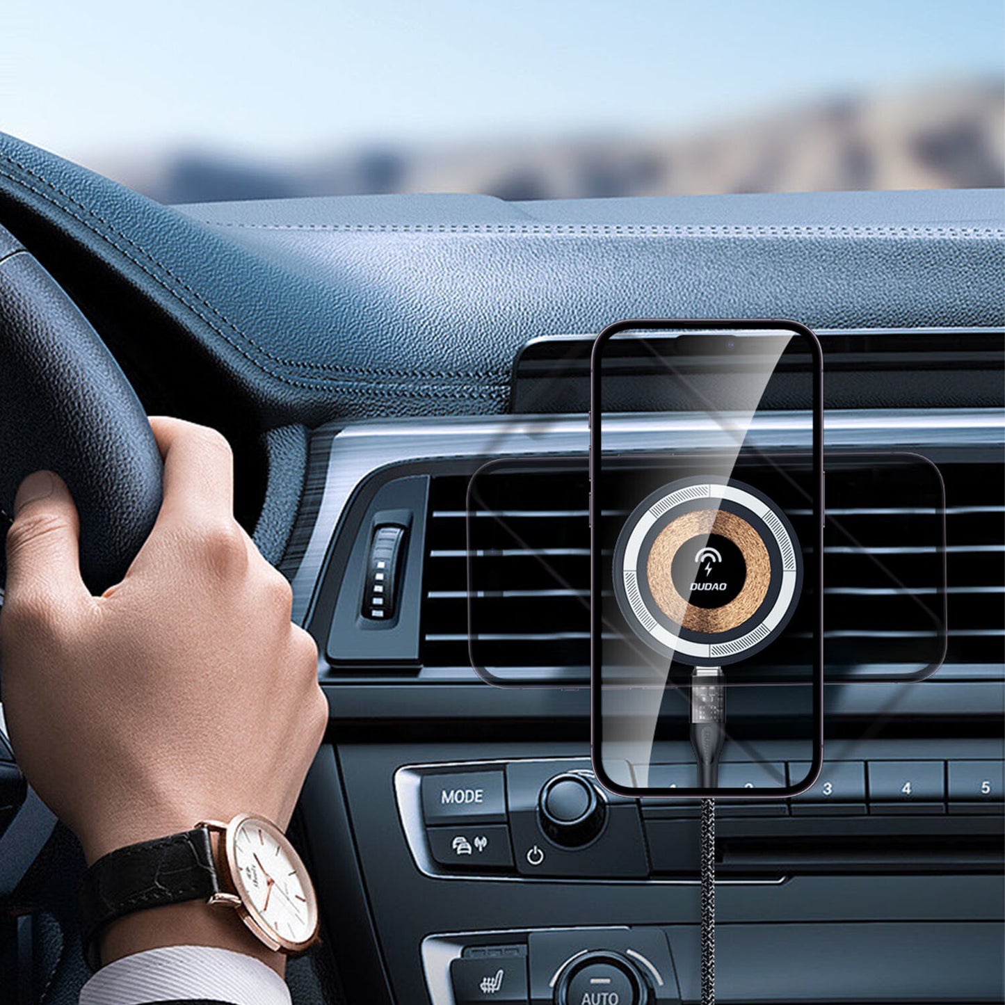 DUDAO F12MAX 15W Wireless Charger and Car holder Passiv hållare Mobiltelefon / smartphone Svart
