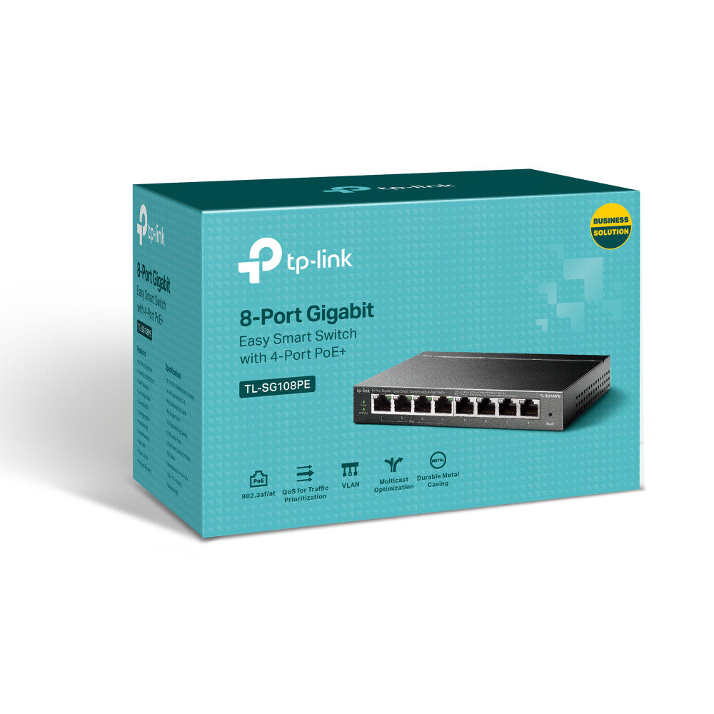 TP-Link TL-SG108PE nätverksswitchar hanterad L2 Gigabit Ethernet (10/100/1000) Strömförsörjning via Ethernet (PoE) stöd Svart