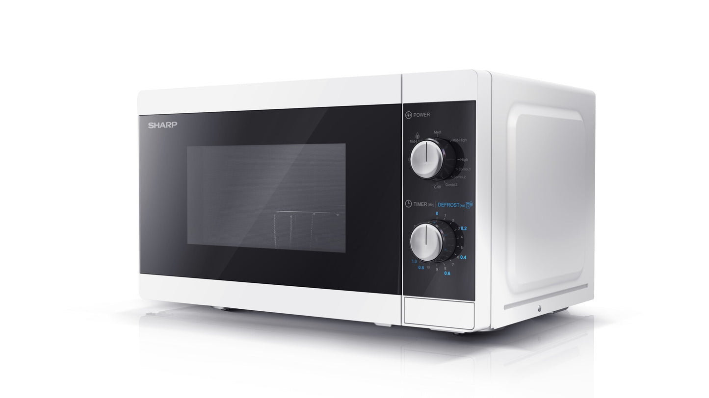 Sharp YC-MG01E-W mikrovågsugn Svart, Vit Grillmikrovågsugn Bänkdiskmaskin 20 l 800 W