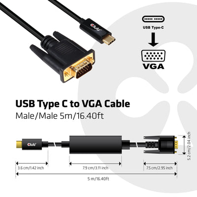 CLUB3D cac-1512 usb C VGA Svart
