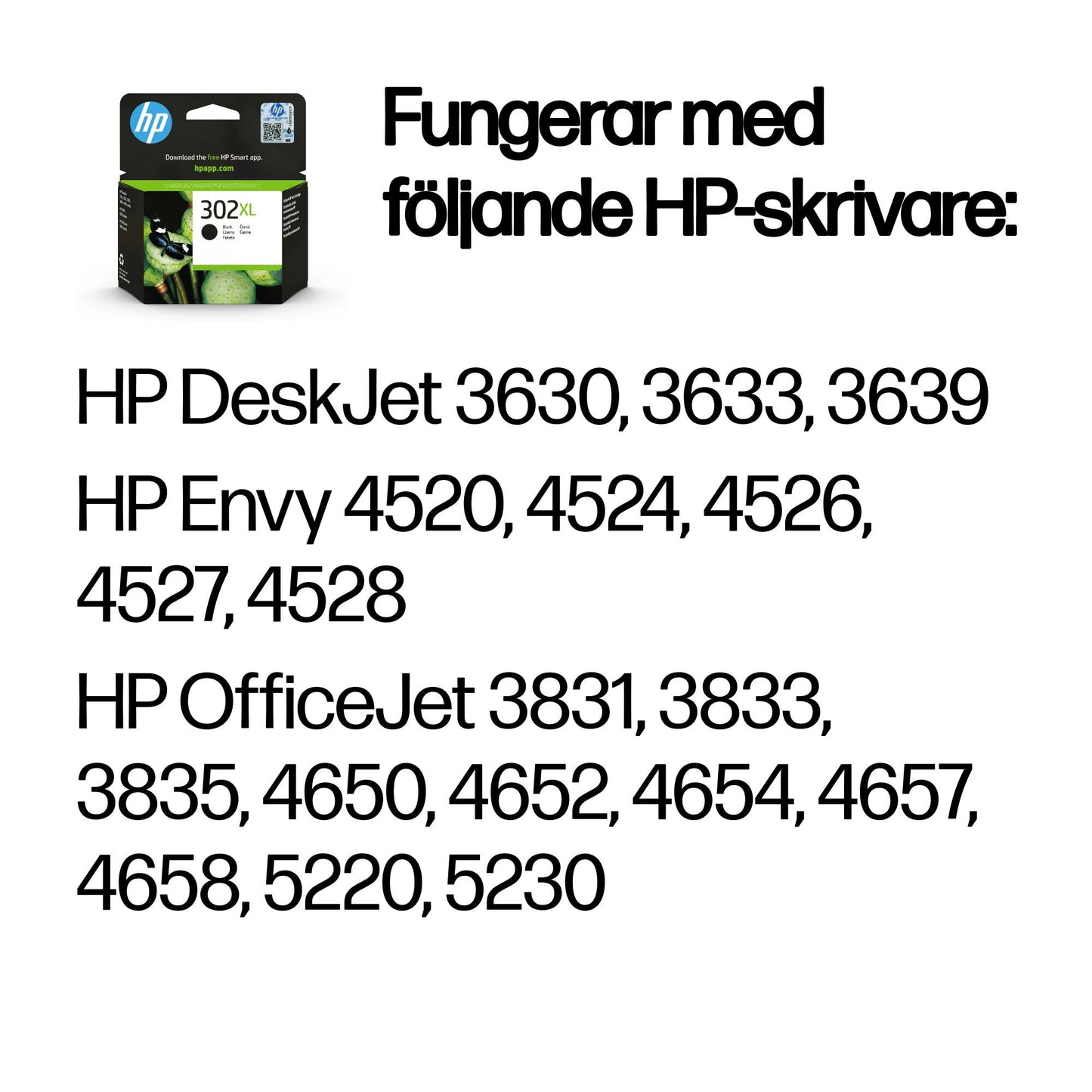 HP 302XL svart original bläckpatron med hög kapacitet