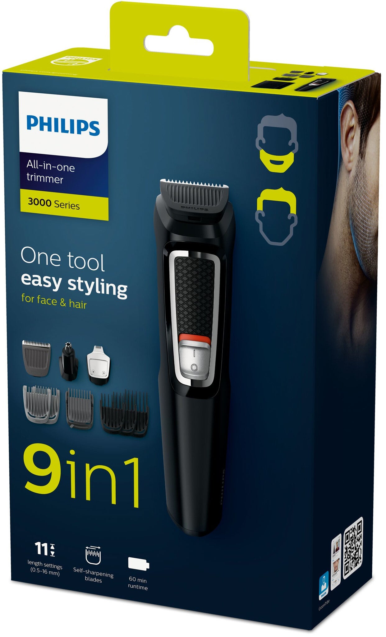 Philips MULTIGROOM Series 3000 MG3740/15 9-i-1, ansikte och hår