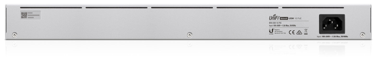 Ubiquiti UniFi 16-Port PoE hanterad L2/L3 Gigabit Ethernet (10/100/1000) Strömförsörjning via Ethernet (PoE) stöd 1U Silver