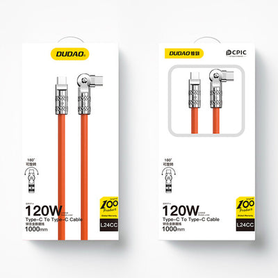 DUDAO L24CC 120W USB-C - USB-C Cable USB-kablar 1 m USB C Orange