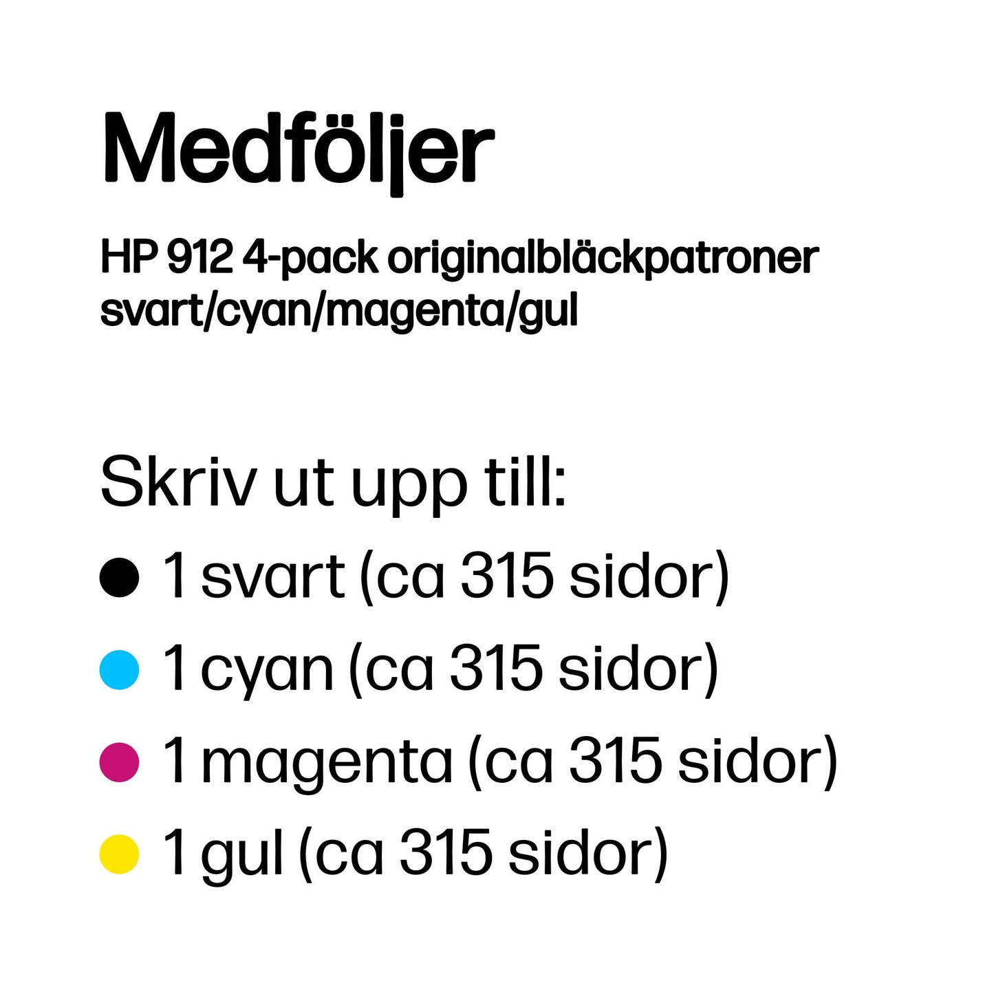 HP 912 4-pack originalbläckpatroner svart/cyan/magenta/gul