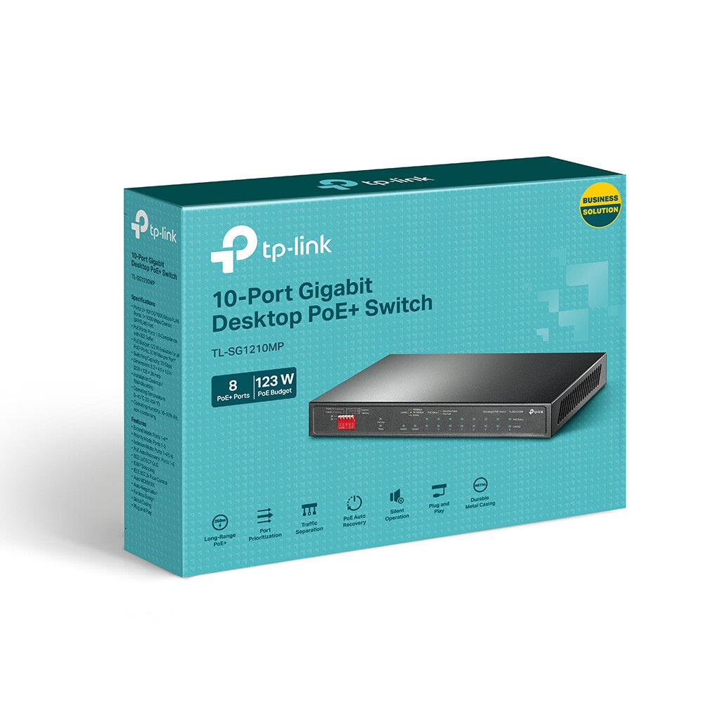 TP-Link TL-SG1210MP nätverksswitchar Ohanterad Gigabit Ethernet (10/100/1000) Strömförsörjning via Ethernet (PoE) stöd Svart