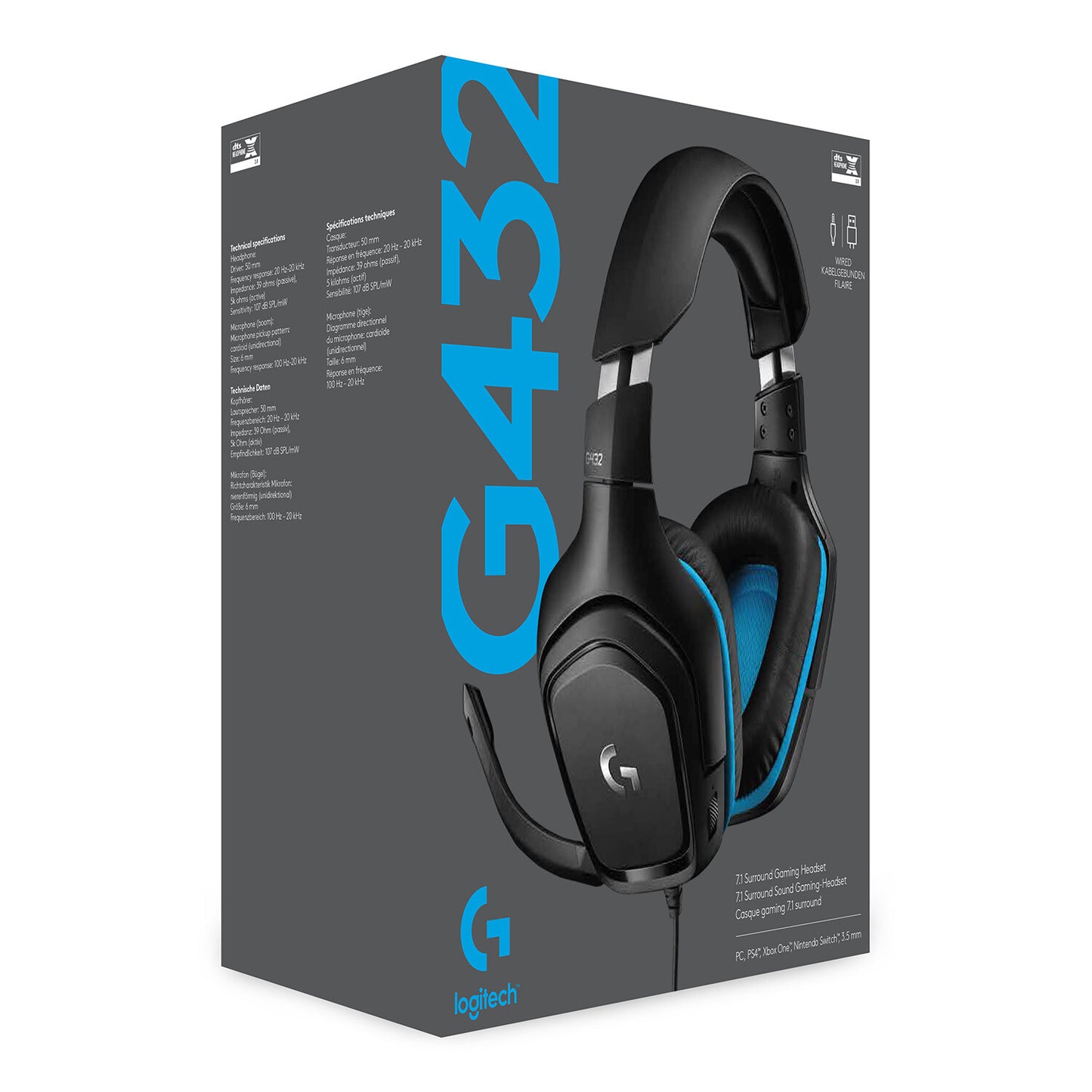 Logitech G G432 Headset Kabel Huvudband Spela Svart, Blå