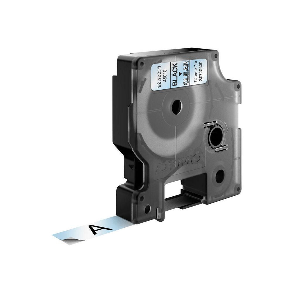 DYMO D1 - Standardpolyesteretiketter - Svart på klar - 12mm x 7m