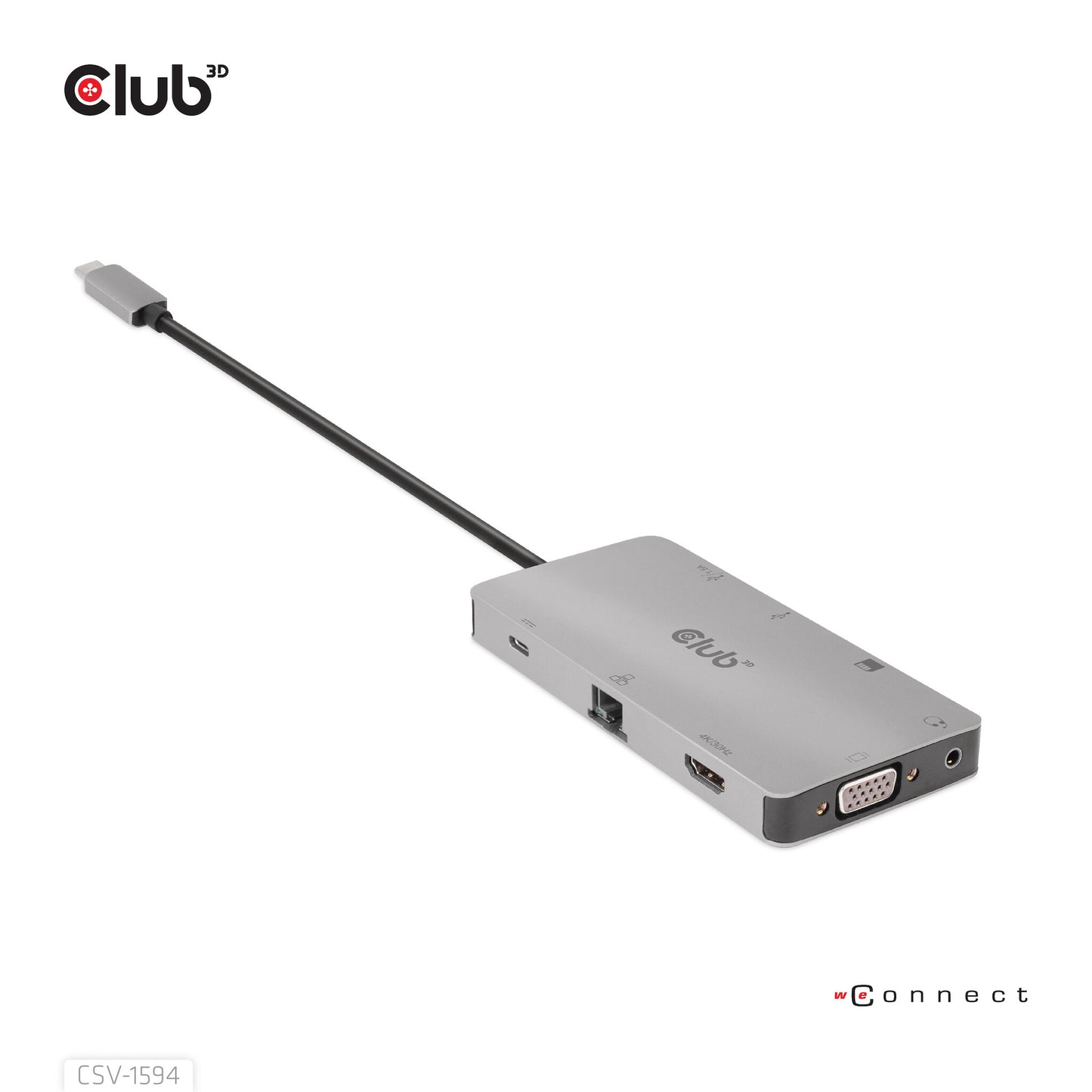 CLUB3D CSV-1594 dockningsstationer för bärbara datorer USB 3.2 Gen 1 (3.1 Gen 1) Type-C Svart, Grå