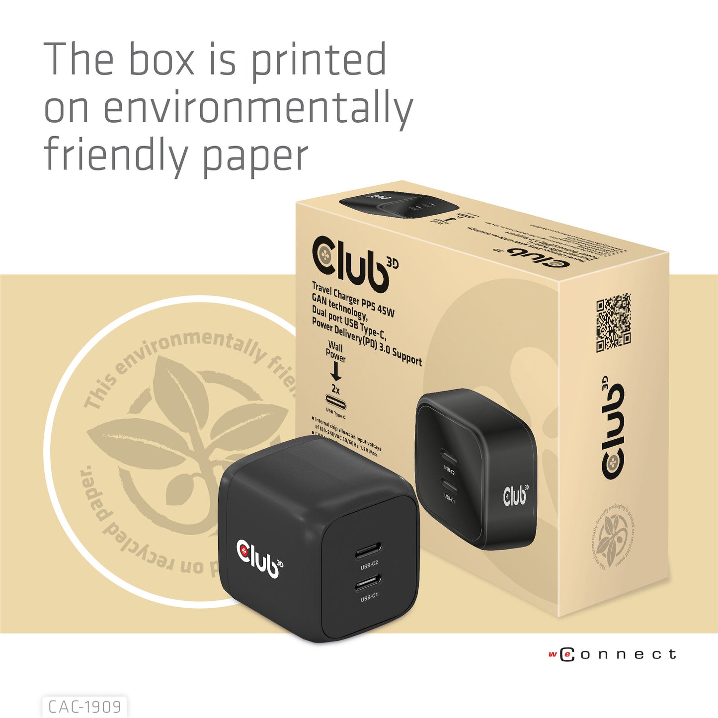 CLUB3D CAC-1909EU mobilladdare Mobiltelefon, Bärbar dator, Smartphone Svart AC inomhus