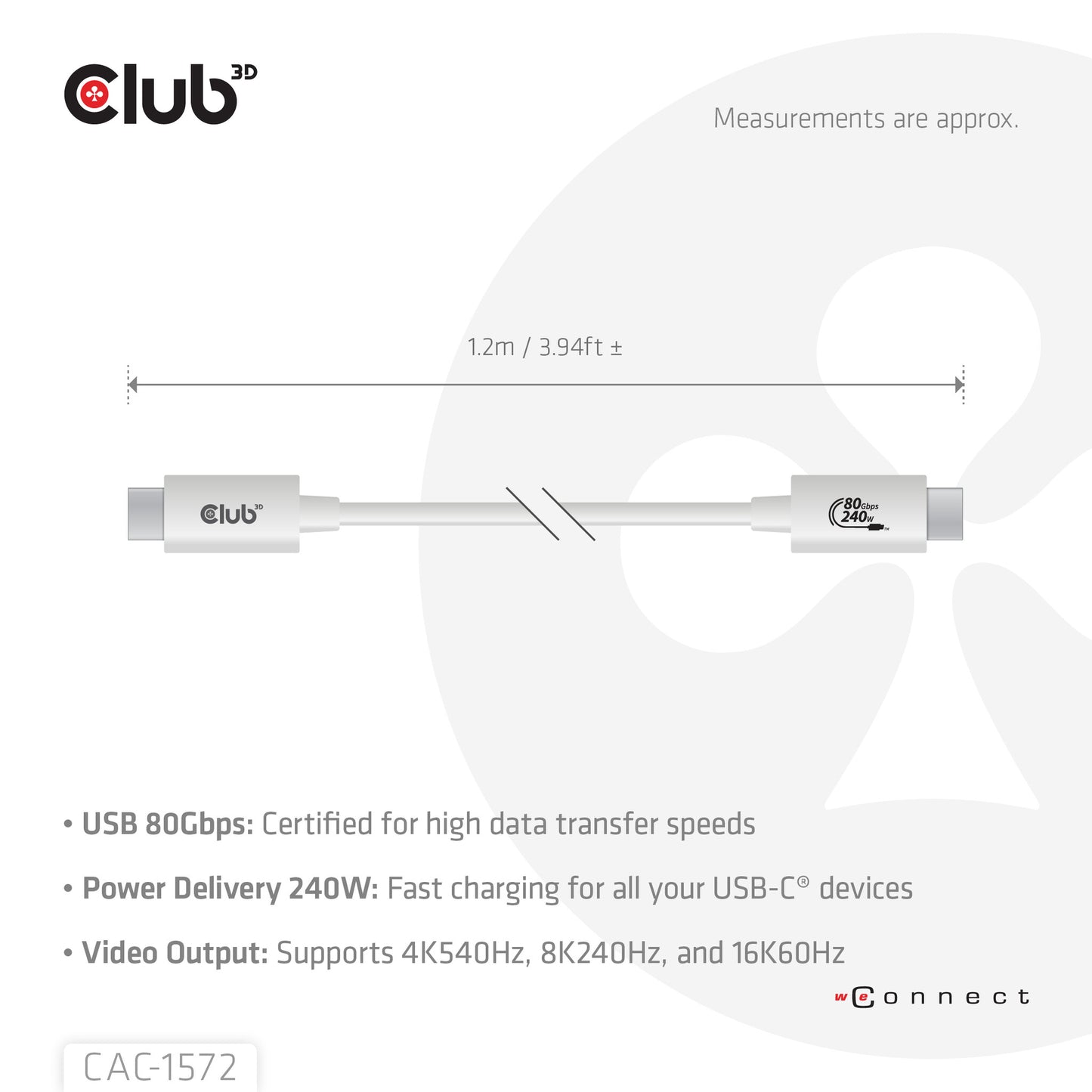 CLUB3D CAC-1572 USB-kablar