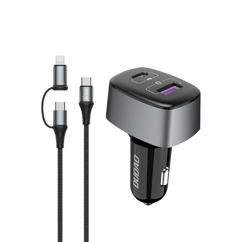 DUDAO R7XS 60W Car Charger Universal Svart, Grå Cigarr tändare Snabb laddning Automatisk