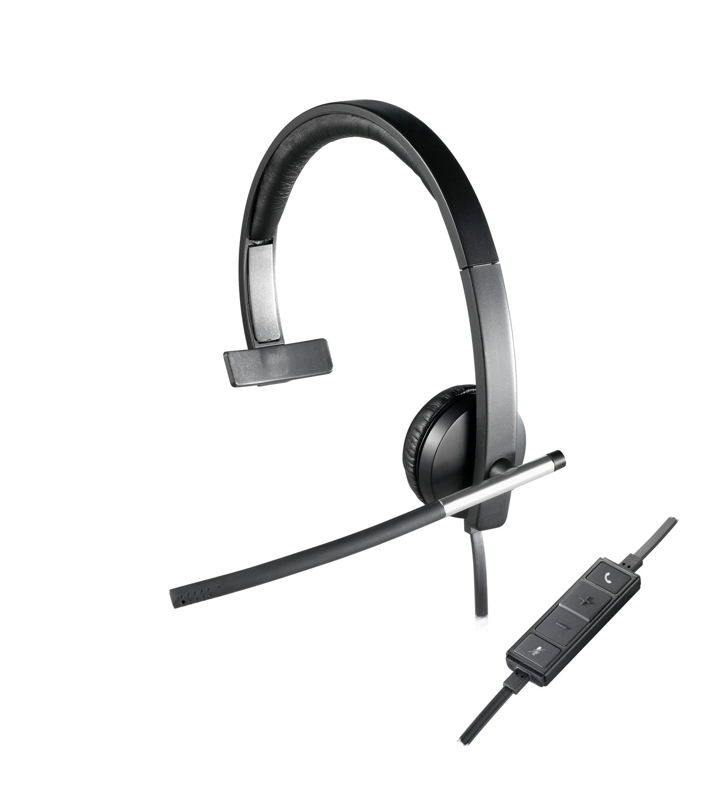 Logitech 981-000514 hörlur och headset Kabel Huvudband Kontor/callcenter USB Type-A Svart, Silver