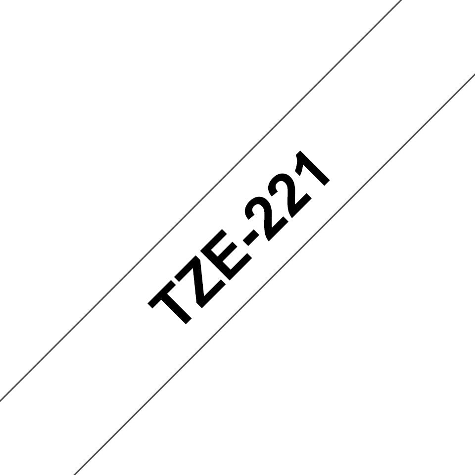 Brother TZE-221 etikett-tejp Svart på vitt